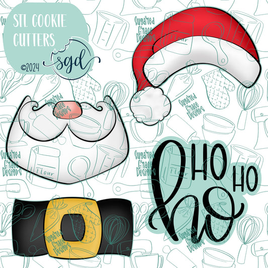 Santa Suit Cookie Cutter STL File Set of 4 with PNG Images to Match - For 3D Printing and Edible Ink Printers