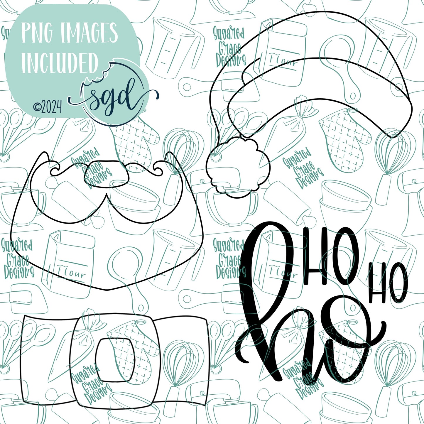 Santa Suit Cookie Cutter STL File Set of 4 with PNG Images to Match - For 3D Printing and Edible Ink Printers