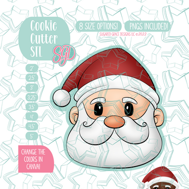 Editable Santa Claus Cookie Cutter STL File with PNG Images to Match - For 3D Printing and Edible Ink Printers