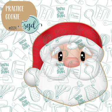 Santa Claus Practice Cookie with PNG Images to Match - 3D Printed Demonstration for Decorating Classes