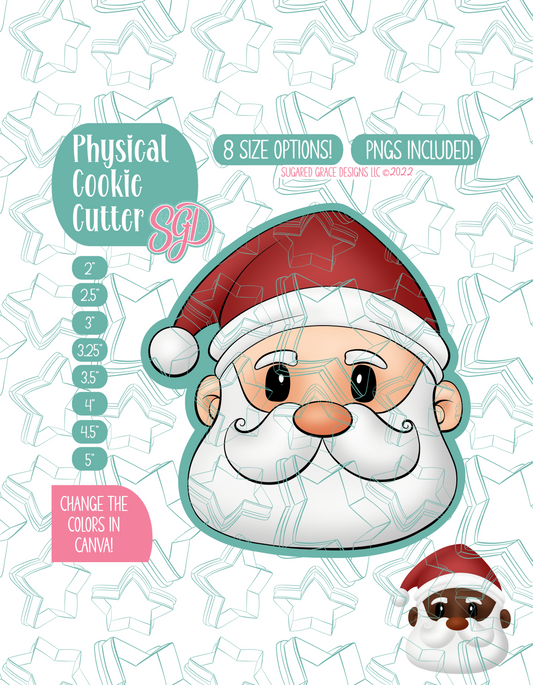 Santa Claus Cookie Cutter with PNG Images to Match - Hand Drawn Graphics for Edible Ink Printers