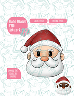 Santa Claus PNG Image Set for Edible Ink Printers - Hand Drawn Editable Graphic