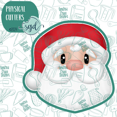 Santa Claus Cookie Cutter with PNG Images to Match - Hand Drawn Graphics for Edible Ink Printers