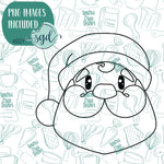 Santa Claus Cookie Cutter with PNG Images to Match - Hand Drawn Graphics for Edible Ink Printers