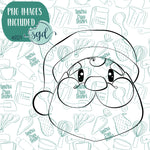 Santa Claus Cookie Cutter with PNG Images to Match - Hand Drawn Graphics for Edible Ink Printers