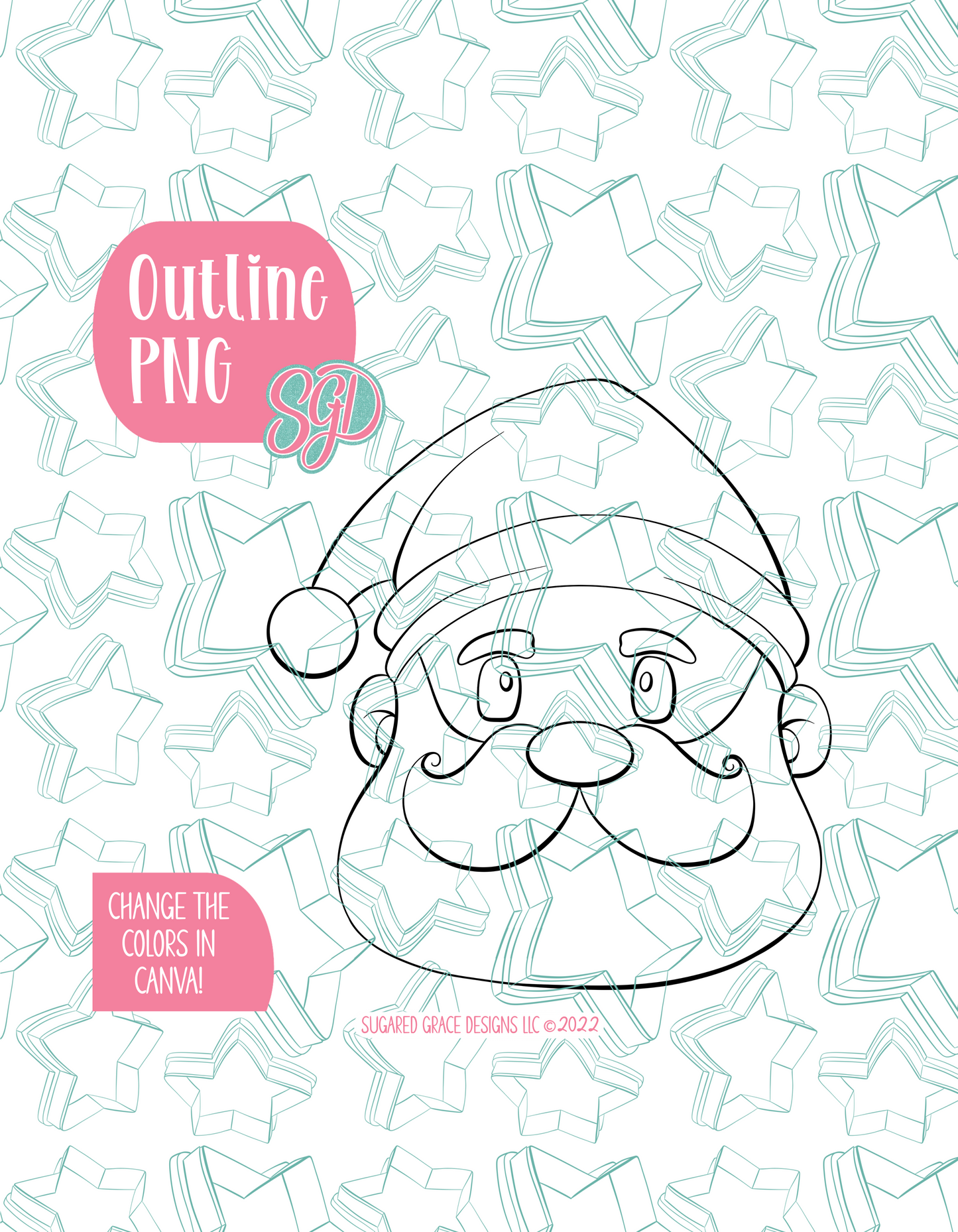 Santa Claus PNG Image Set for Edible Ink Printers - Hand Drawn Editable Graphic