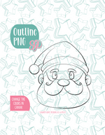 Santa Claus Cookie Cutter with PNG Images to Match - Hand Drawn Graphics for Edible Ink Printers