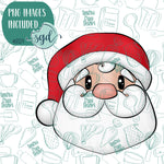 Santa Claus Cookie Cutter with PNG Images to Match - Hand Drawn Graphics for Edible Ink Printers