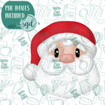 Santa Claus Cookie Cutter with PNG Images to Match - Hand Drawn Graphics for Edible Ink Printers