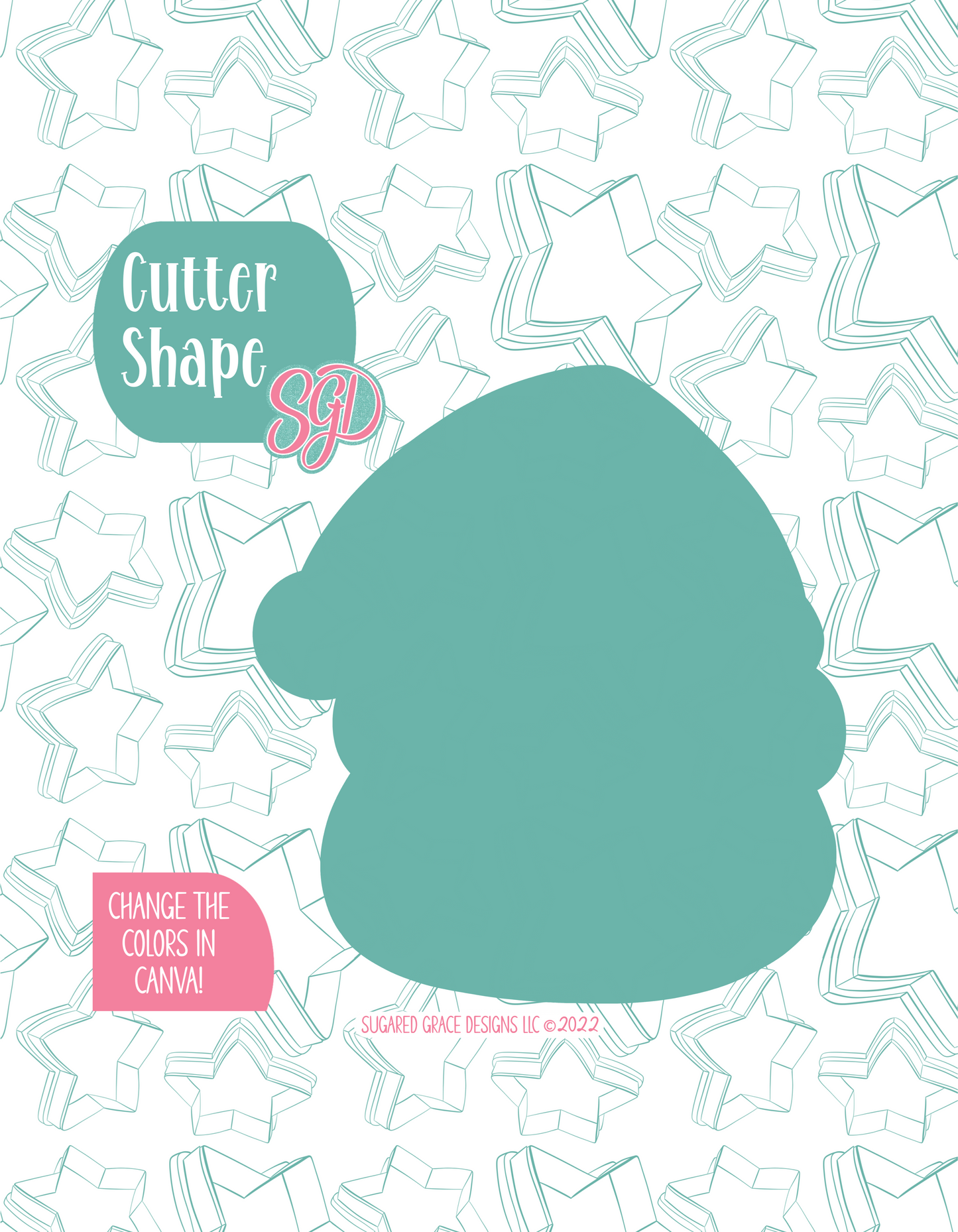 Santa Claus Cookie Cutter with PNG Images to Match - Hand Drawn Graphics for Edible Ink Printers
