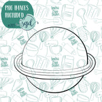 Planet Saturn Cookie Cutter with PNG Images to Match - Hand Drawn Graphics for Edible Ink Printers