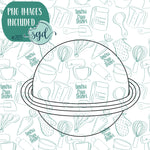 Planet Saturn Cookie Cutter with PNG Images to Match - Hand Drawn Graphics for Edible Ink Printers