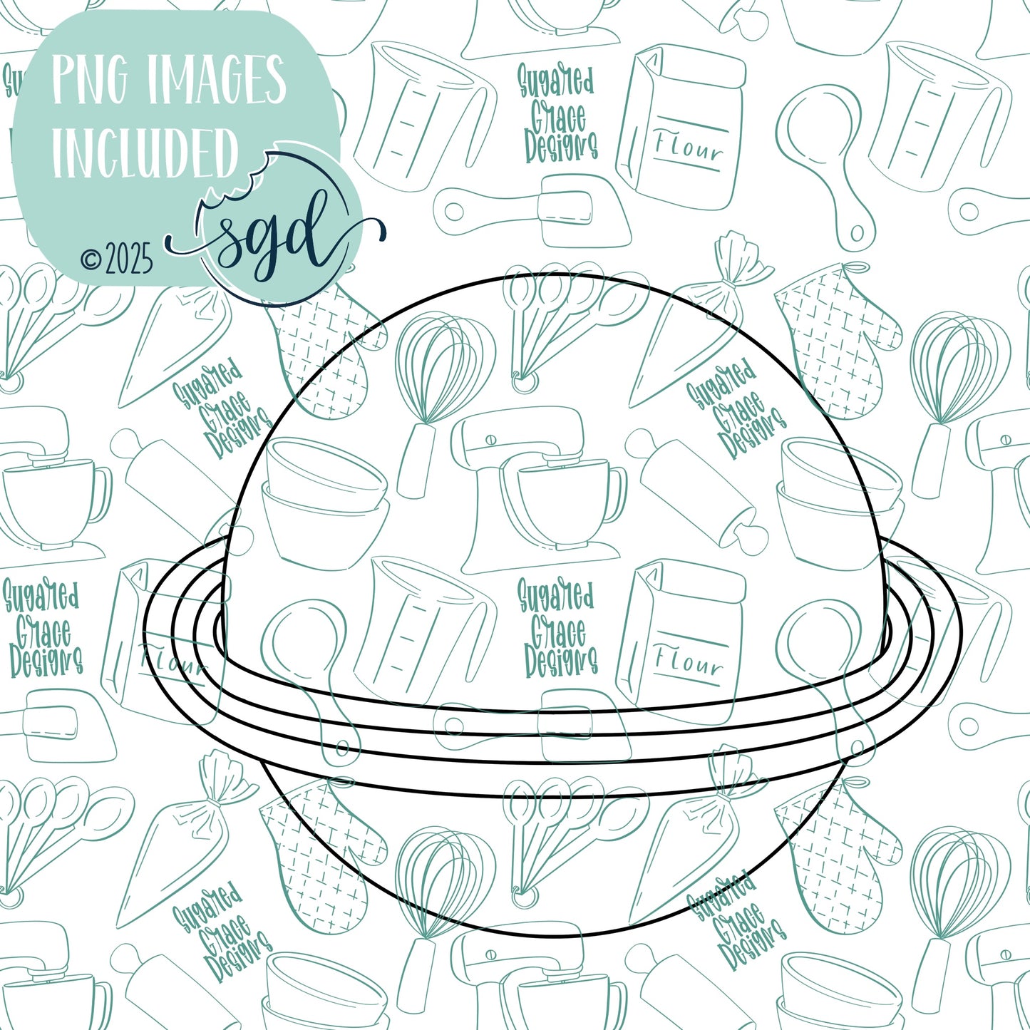 Saturn Cookie Cutter STL File  with PNG Images to Match - For 3D Printing and Edible Ink Printers