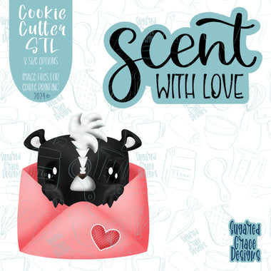 Scent With Love Skunk Cookie Cutter with Matching PNG Images for Edible Ink Printers Including Eddie