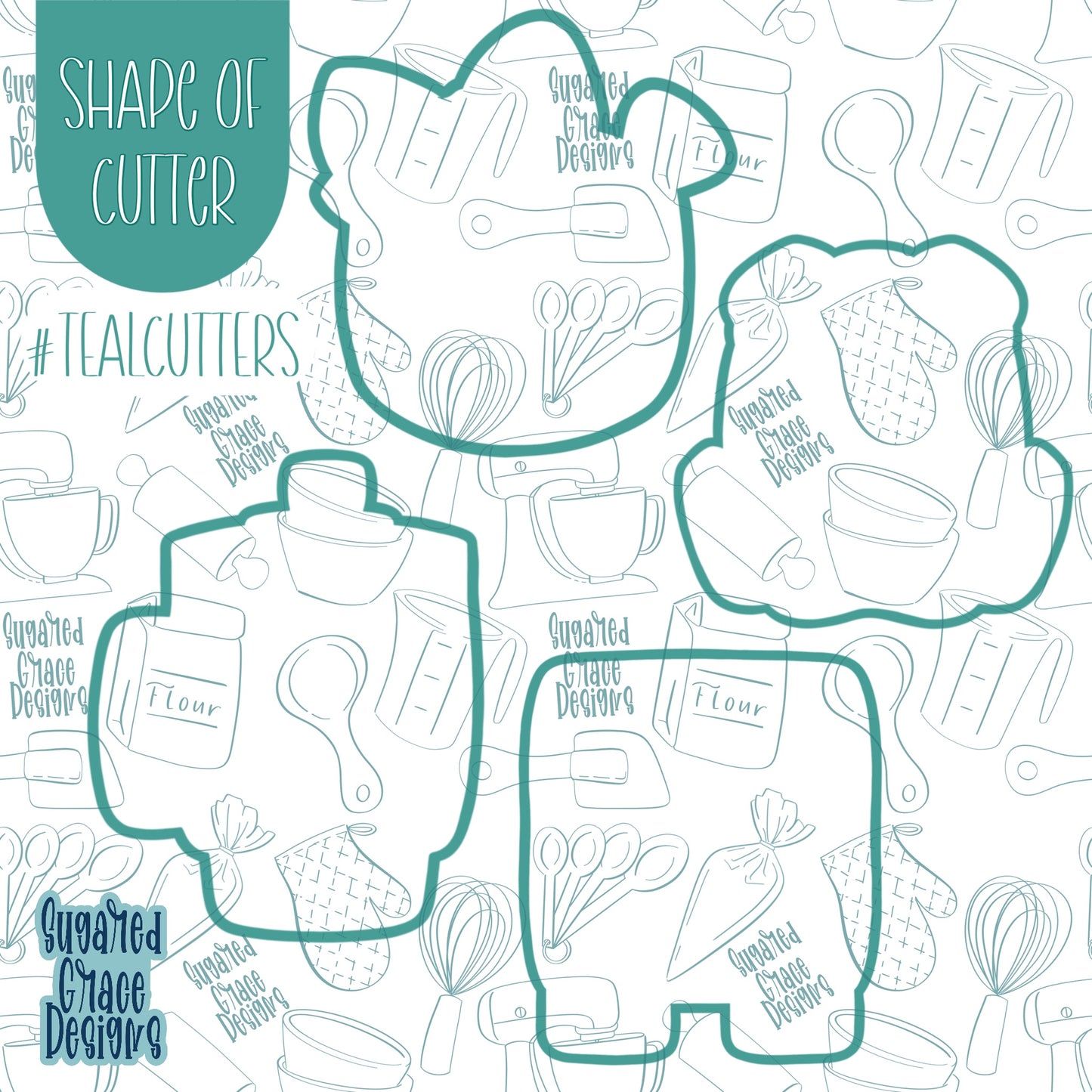 Back To School Bear Cookie Cutter Set with Matching Printable PNG Images for Edible Ink Printers Including Eddie