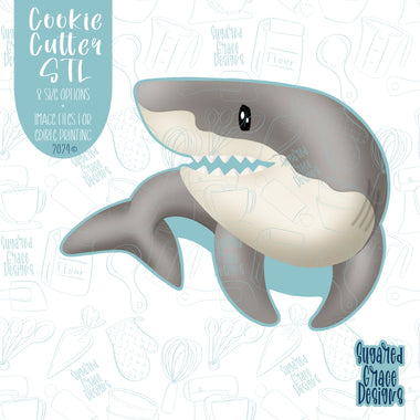 Shark Cookie Cutter STL Files for 3D Printing with Matching Printable PNG Images for Edible Ink Printers Including Eddie