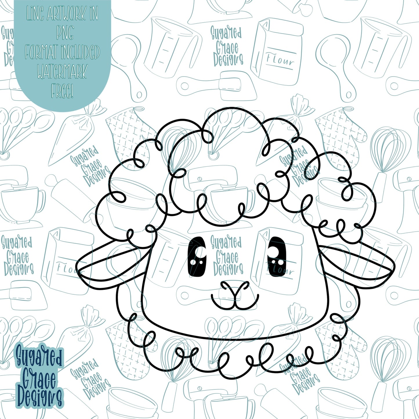 Sheep or Lamb Cookie Cutter STL Files for 3D Printing with Matching Printable PNG Images for Edible Ink Printers Including Eddie