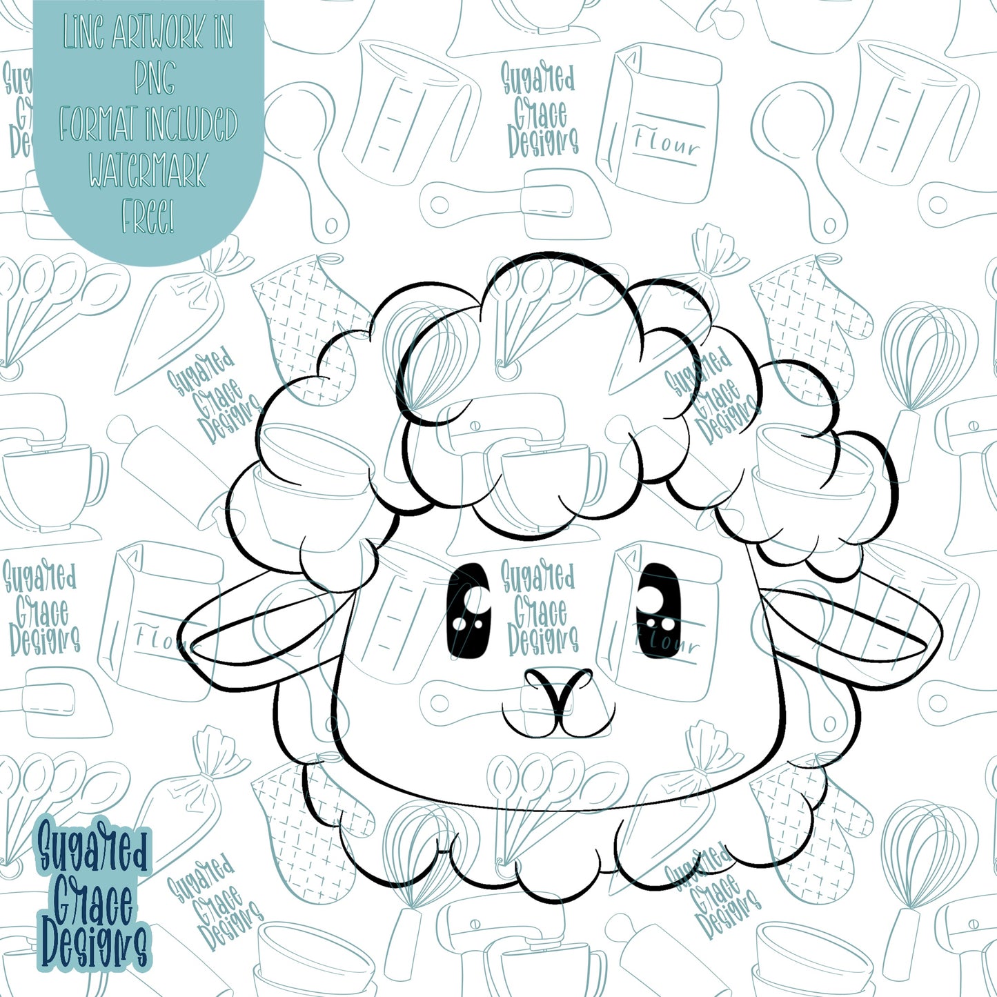 Sheep or Lamb Cookie Cutter STL Files for 3D Printing with Matching Printable PNG Images for Edible Ink Printers Including Eddie