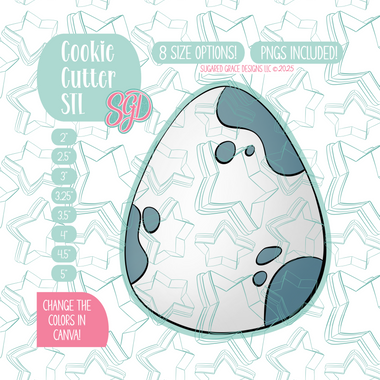 Simple Dinosaur Egg Cookie Cutter STL File with PNG Images to Match - For 3D Printing and Edible Ink Printers