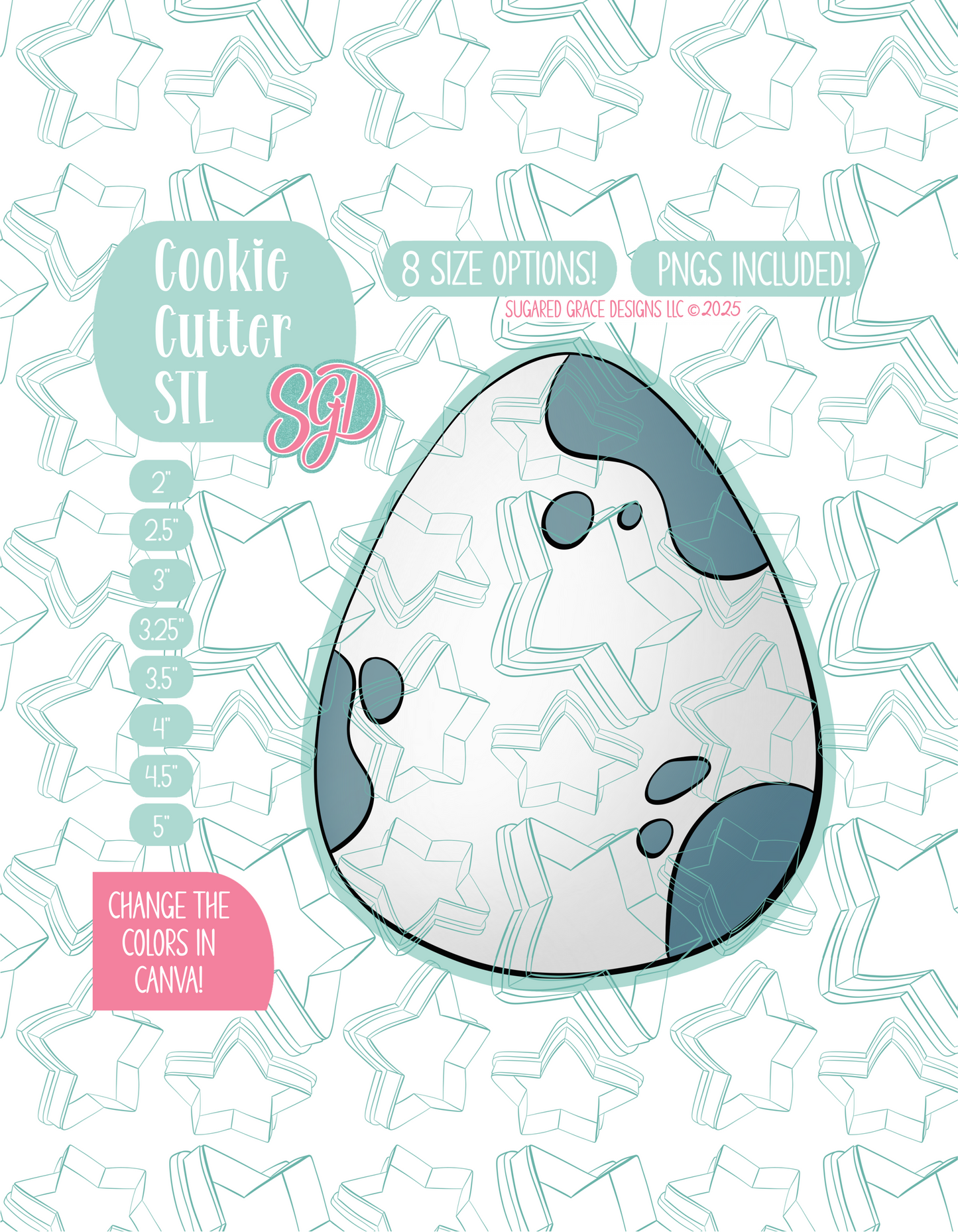 Simple Dinosaur Egg Cookie Cutter STL File with PNG Images to Match - For 3D Printing and Edible Ink Printers
