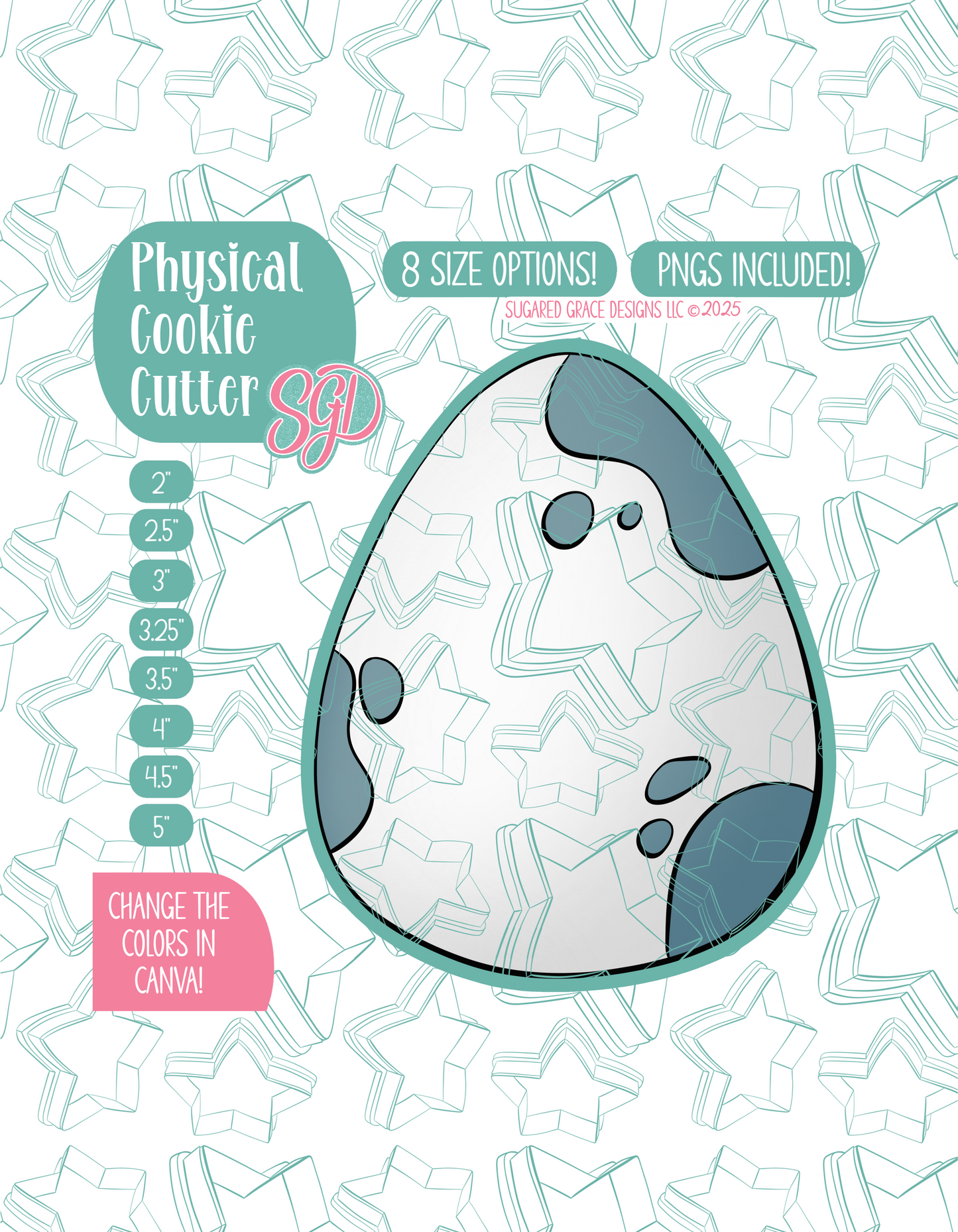 Simple Dinosaur Egg Cookie Cutter with PNG Images to Match - Hand Drawn Graphics for Edible Ink Printers
