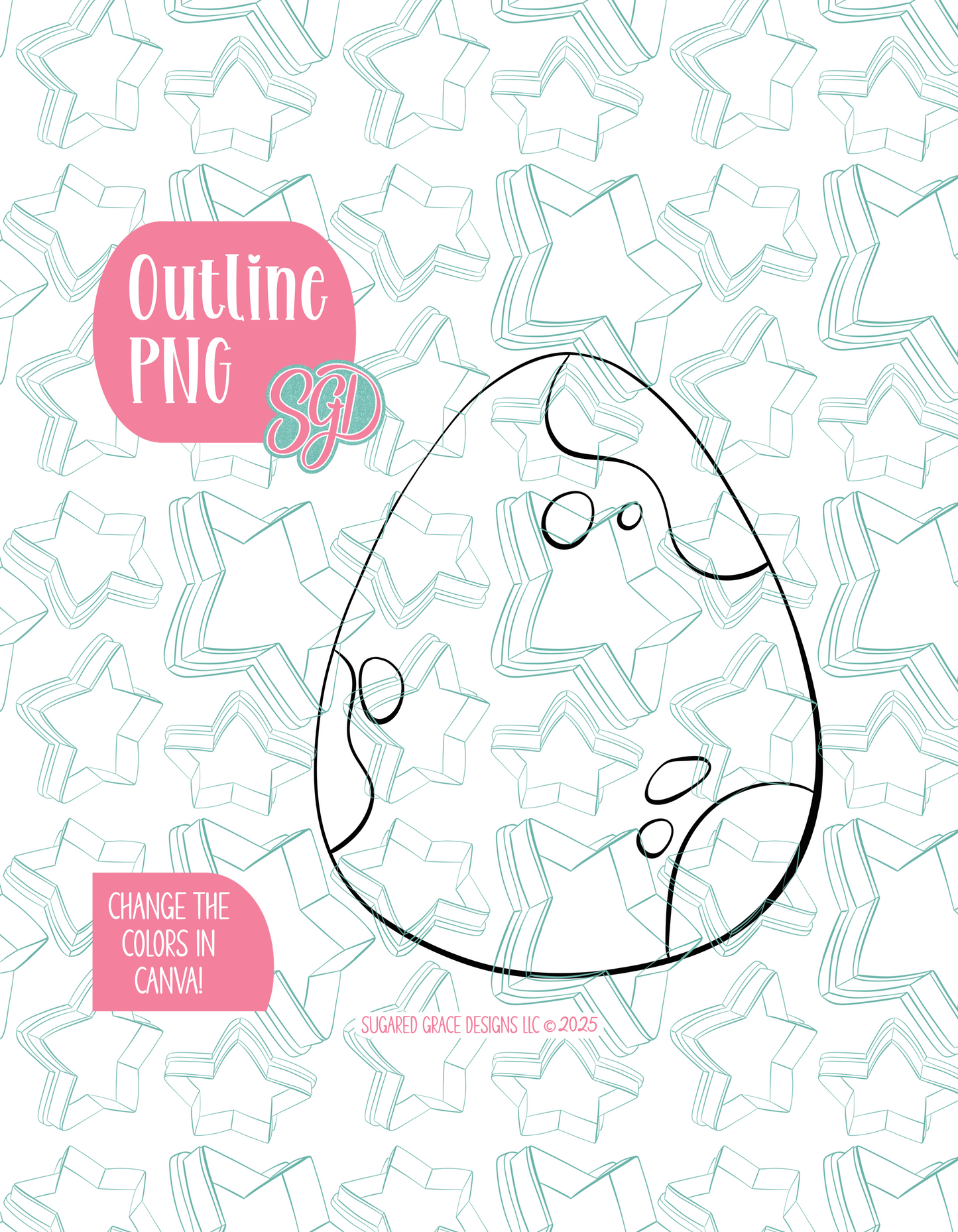 Simple Dinosaur Egg PNG Image Set for Edible Ink Printers - Hand Drawn Editable Graphics