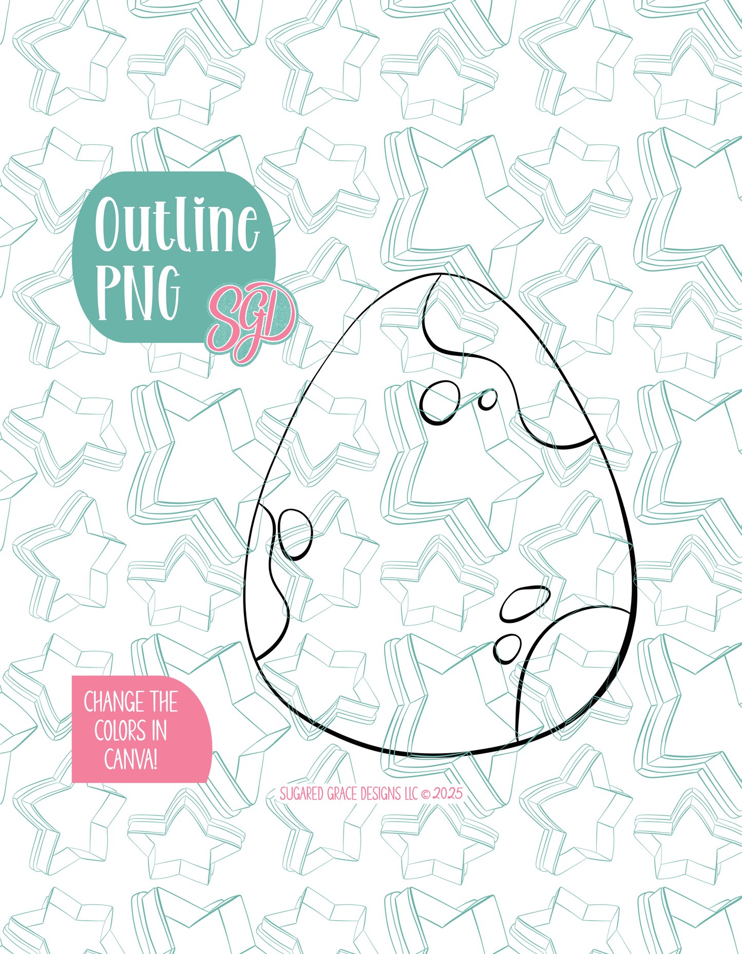 Simple Dinosaur Egg Cookie Cutter with PNG Images to Match - Hand Drawn Graphics for Edible Ink Printers