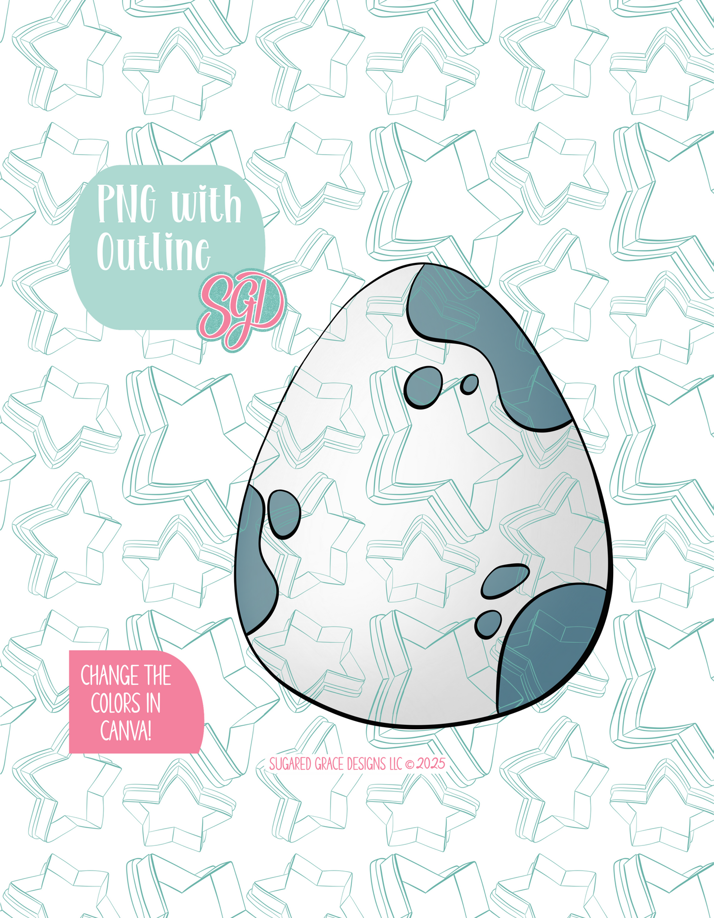 Simple Dinosaur Egg Cookie Cutter STL File with PNG Images to Match - For 3D Printing and Edible Ink Printers