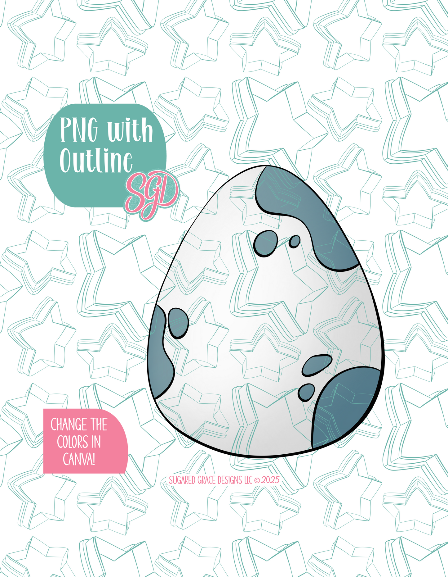 Simple Dinosaur Egg Cookie Cutter with PNG Images to Match - Hand Drawn Graphics for Edible Ink Printers