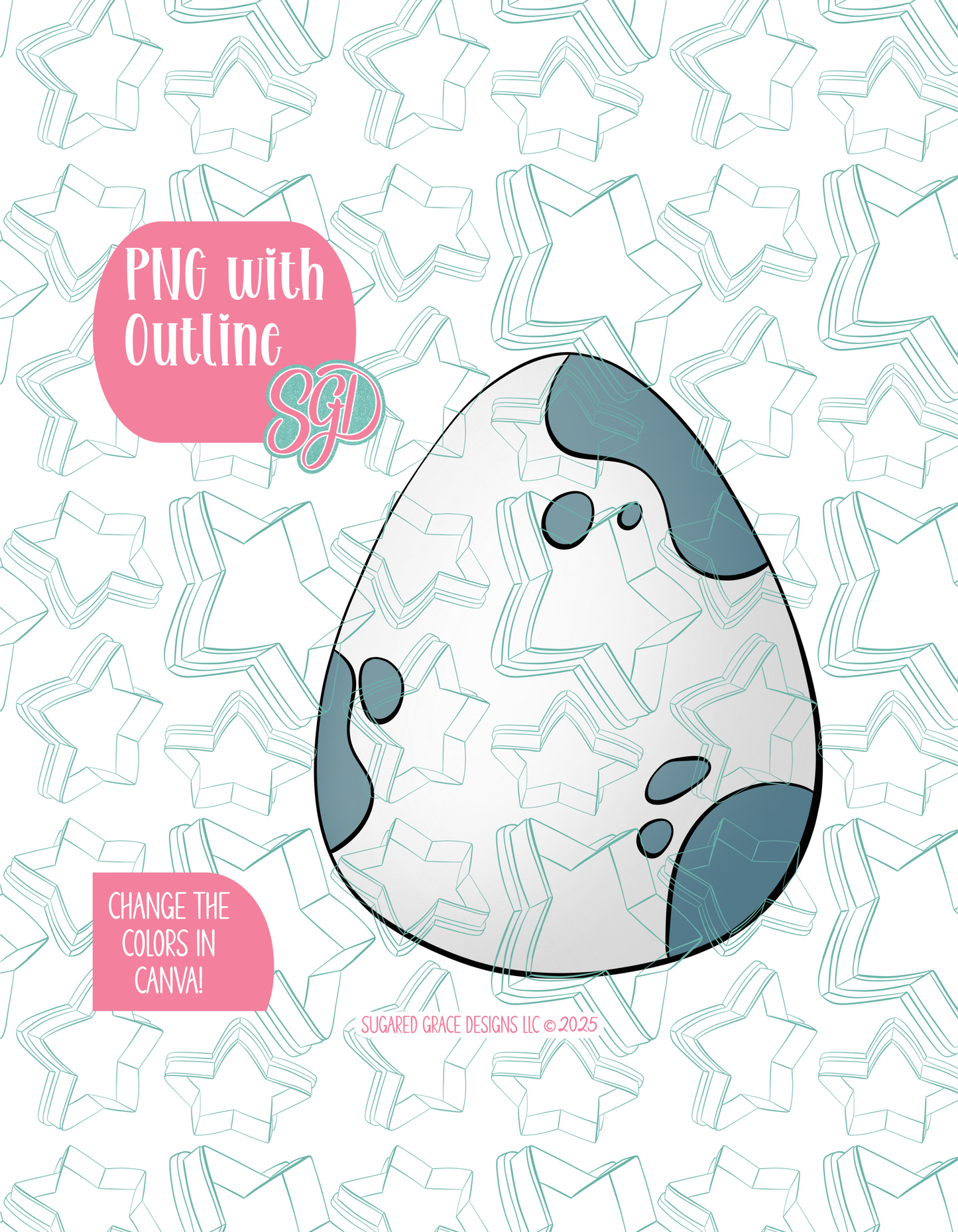 Simple Dinosaur Egg PNG Image Set for Edible Ink Printers - Hand Drawn Editable Graphics