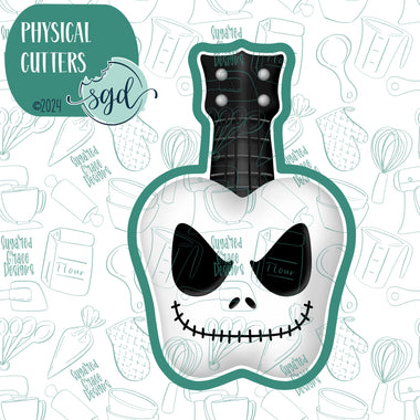 Skeleton Guitar Cookie Cutter with Matching Printable PNG Images for Edible Ink Printers Including Eddie