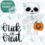 Skeleton Trick or Treat Cookie Cutter Set of 2 with PNG Images to Match - Hand Drawn Graphics for Edible Ink Printers - Halloween Cookie Ideas for Bakers