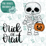 Skeleton Trick or Treat Cookie Cutter Set of 2 with PNG Images to Match - Hand Drawn Graphics for Edible Ink Printers - Halloween Cookie Ideas for Bakers