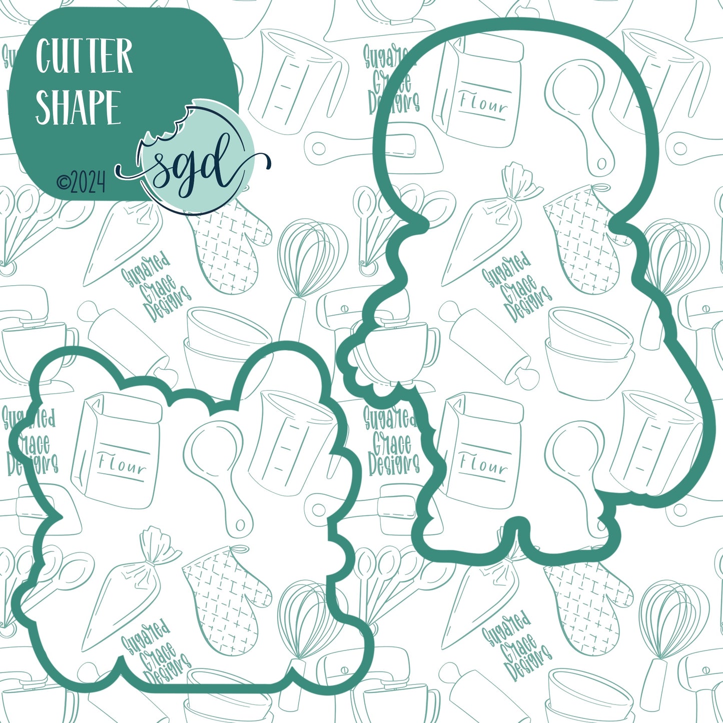 Skeleton Trick or Treat Cookie Cutter Set of 2 with PNG Images to Match - Hand Drawn Graphics for Edible Ink Printers - Halloween Cookie Ideas for Bakers