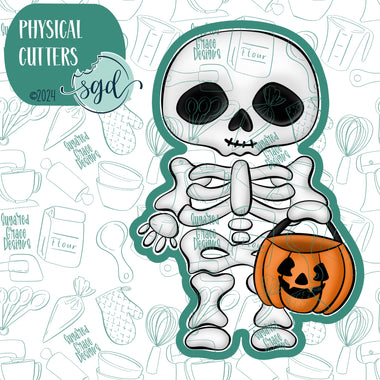 Trick or Treat Skeleton Cookie Cutter with PNG Images to Match - Hand Drawn Graphics for Edible Ink Printers