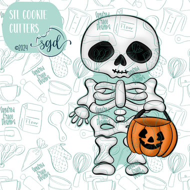 Trick or Treat Skeleton Cookie Cutter STL Files with PNG Images to Match - For 3D Printing and Edible Ink Printers