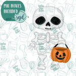 Trick or Treat Skeleton Cookie Cutter with PNG Images to Match - Hand Drawn Graphics for Edible Ink Printers