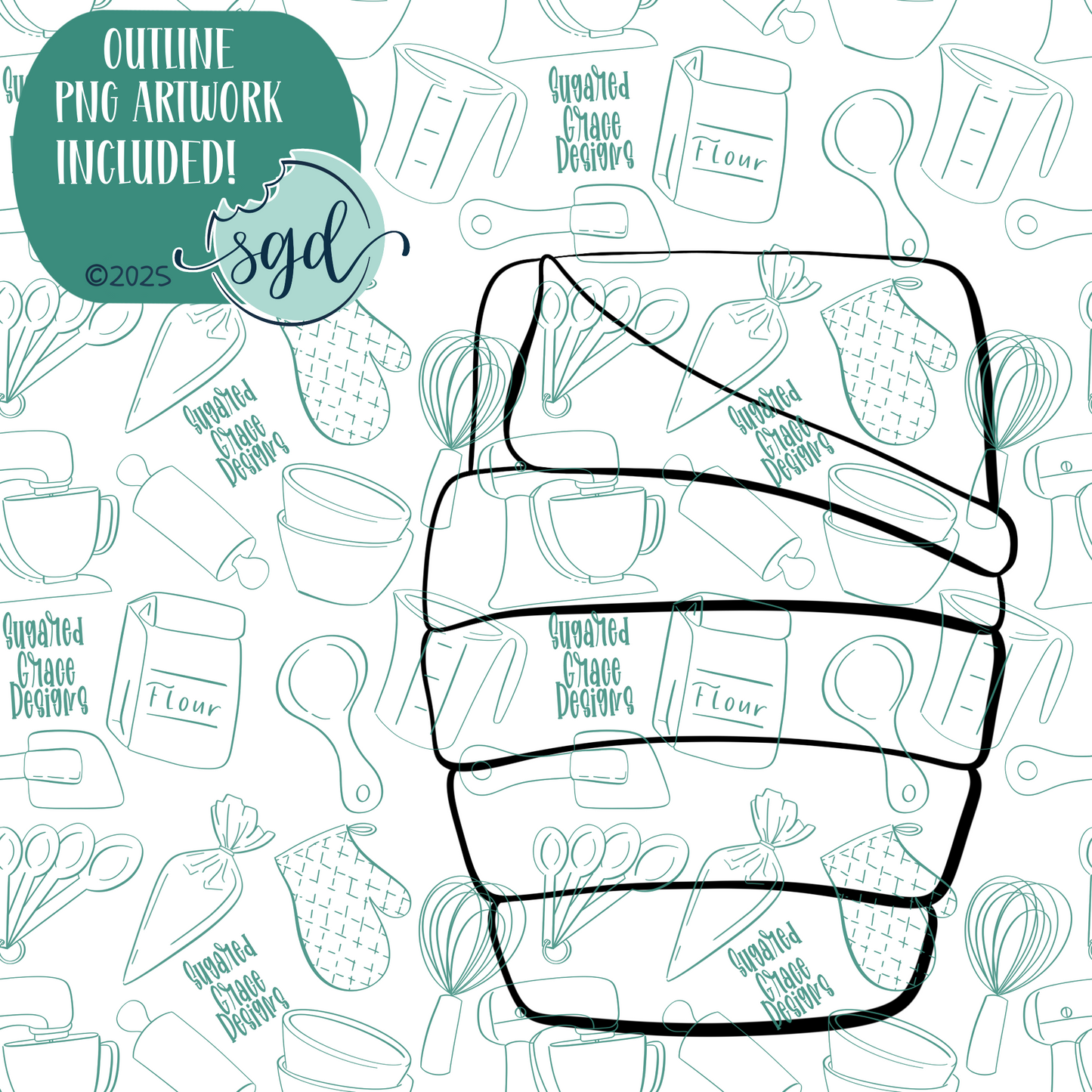 Sleeping Bag Cookie Cutter with PNG Images to Match - Hand Drawn Graphics for Edible Ink Printers