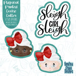 Sleigh Girl Mrs Clause cookie cutter set with png images for edible ink printers including Eddie