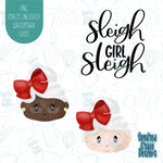 Sleigh Girl Mrs Clause cookie cutter set with png images for edible ink printers including Eddie