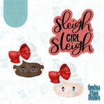 Sleigh girl sleigh Mrs clause cookie cutter stl file set of 2 with png images for edible printers including Eddie