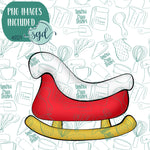 Santa Sleigh Cookie Cutter with PNG Images to Match - Hand Drawn Graphics for Edible Ink Printers - Christmas Cookie Ideas for Bakers