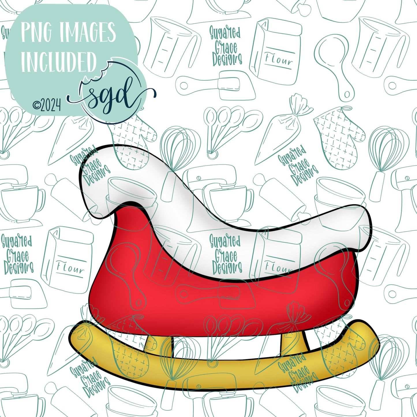 Santa Sleigh Cookie Cutter STL Files with PNG Images to Match - For 3D Printing and Edible Ink Printers