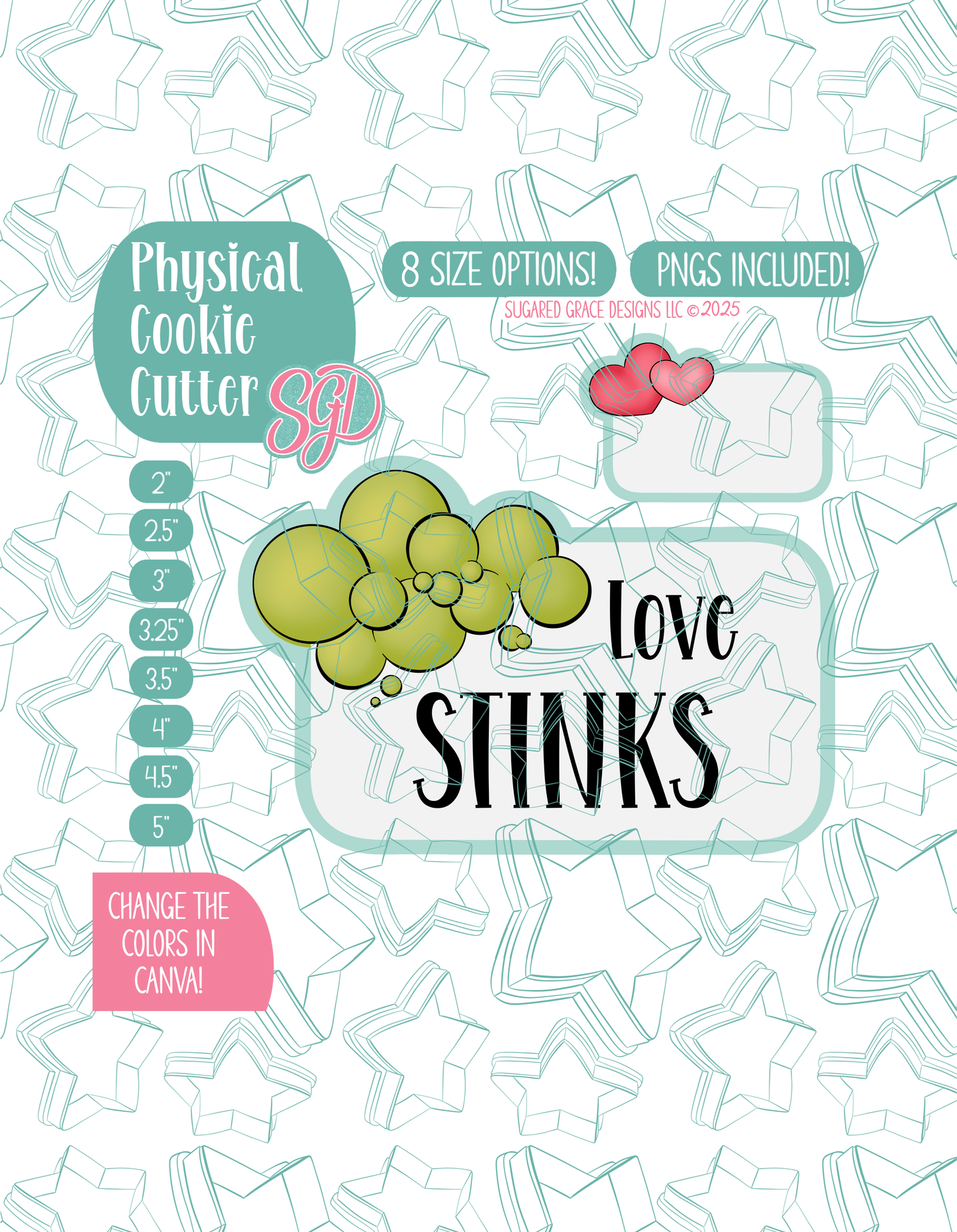 Anti Valentines Day Heart Plaque Cookie Cutter with matching PNG