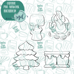 S'more Cookie Cutter Set of 4 with PNG Images to Match - Hand Drawn Graphics for Edible Ink Printers