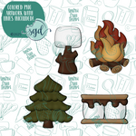 S'more Cookie Cutter Set of 4 with PNG Images to Match - Hand Drawn Graphics for Edible Ink Printers