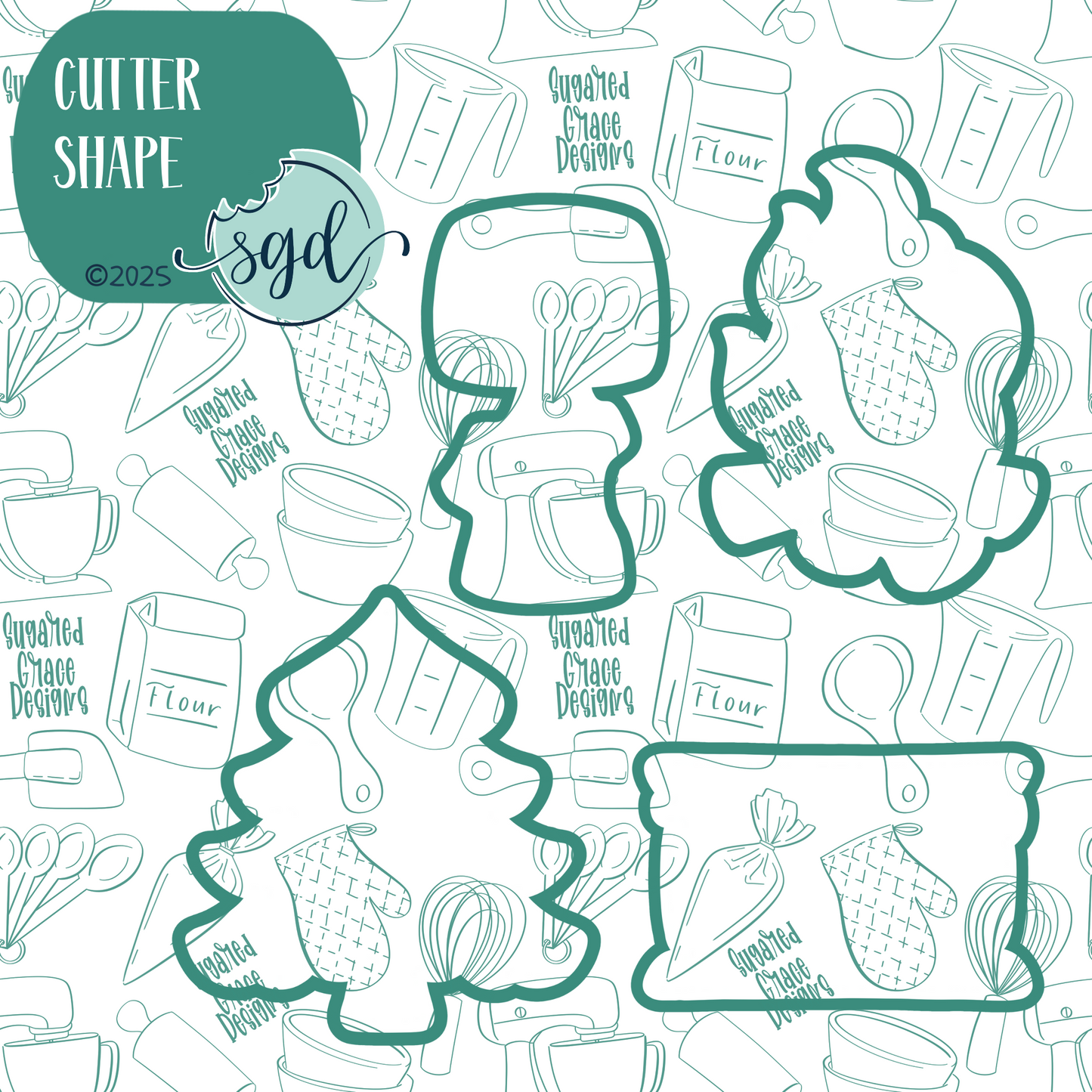 S'more Cookie Cutter Set of 4 with PNG Images to Match - Hand Drawn Graphics for Edible Ink Printers