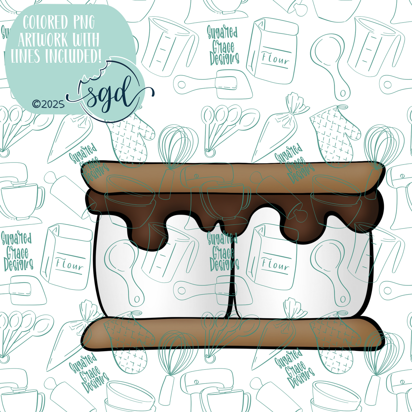 Smore Cutter STL File with PNG Images to Match - For 3D Printing and Edible Ink Printers
