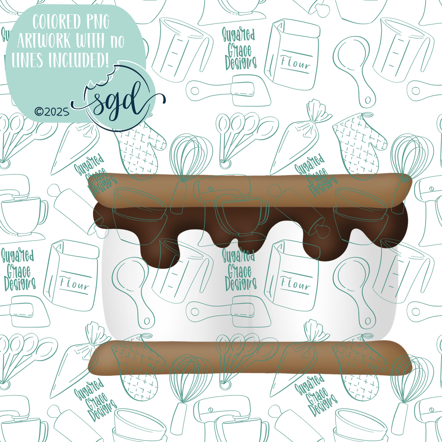Smore Cutter STL File with PNG Images to Match - For 3D Printing and Edible Ink Printers