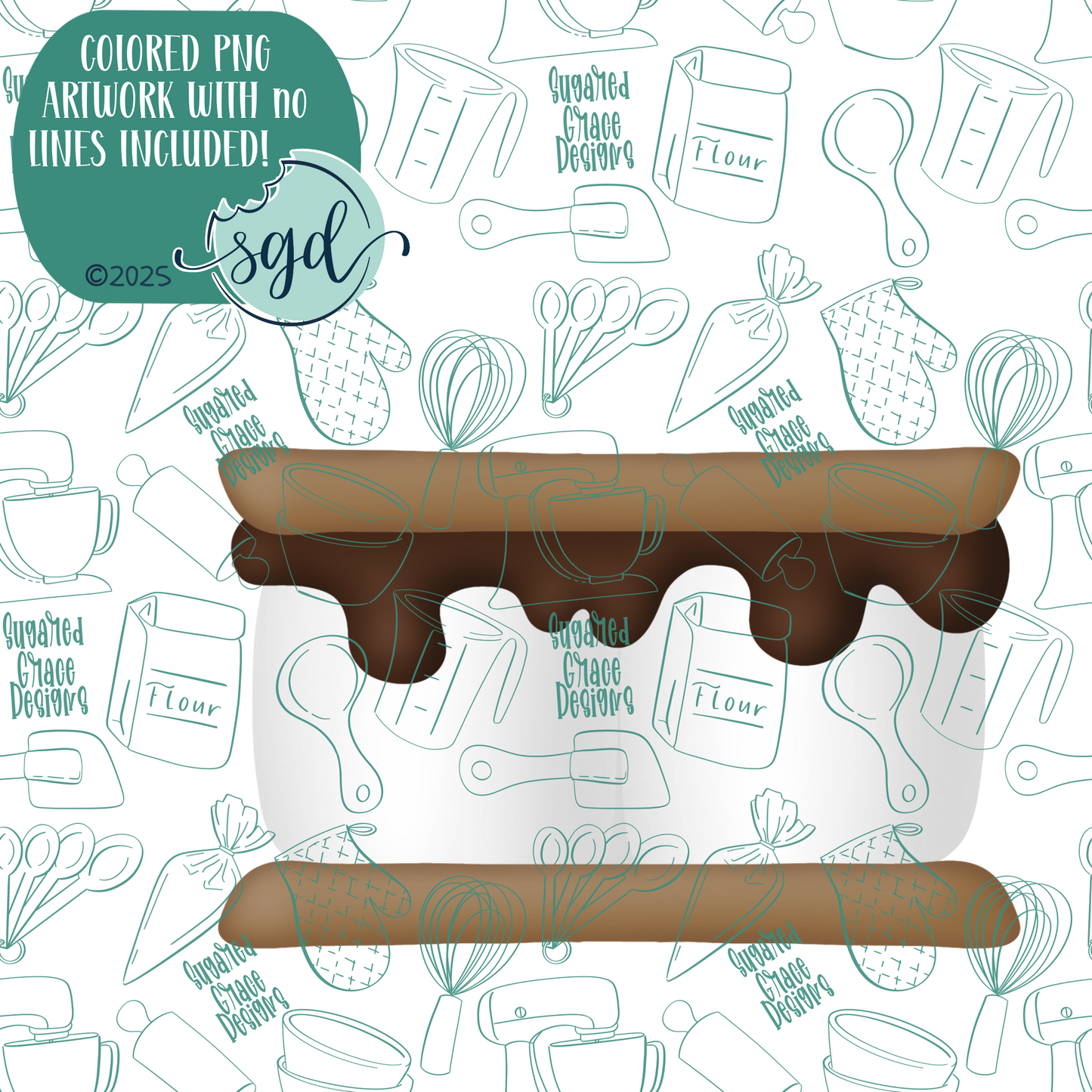 Smore Cookie Cutter with PNG Images to Match - Hand Drawn Graphics for Edible Ink Printers